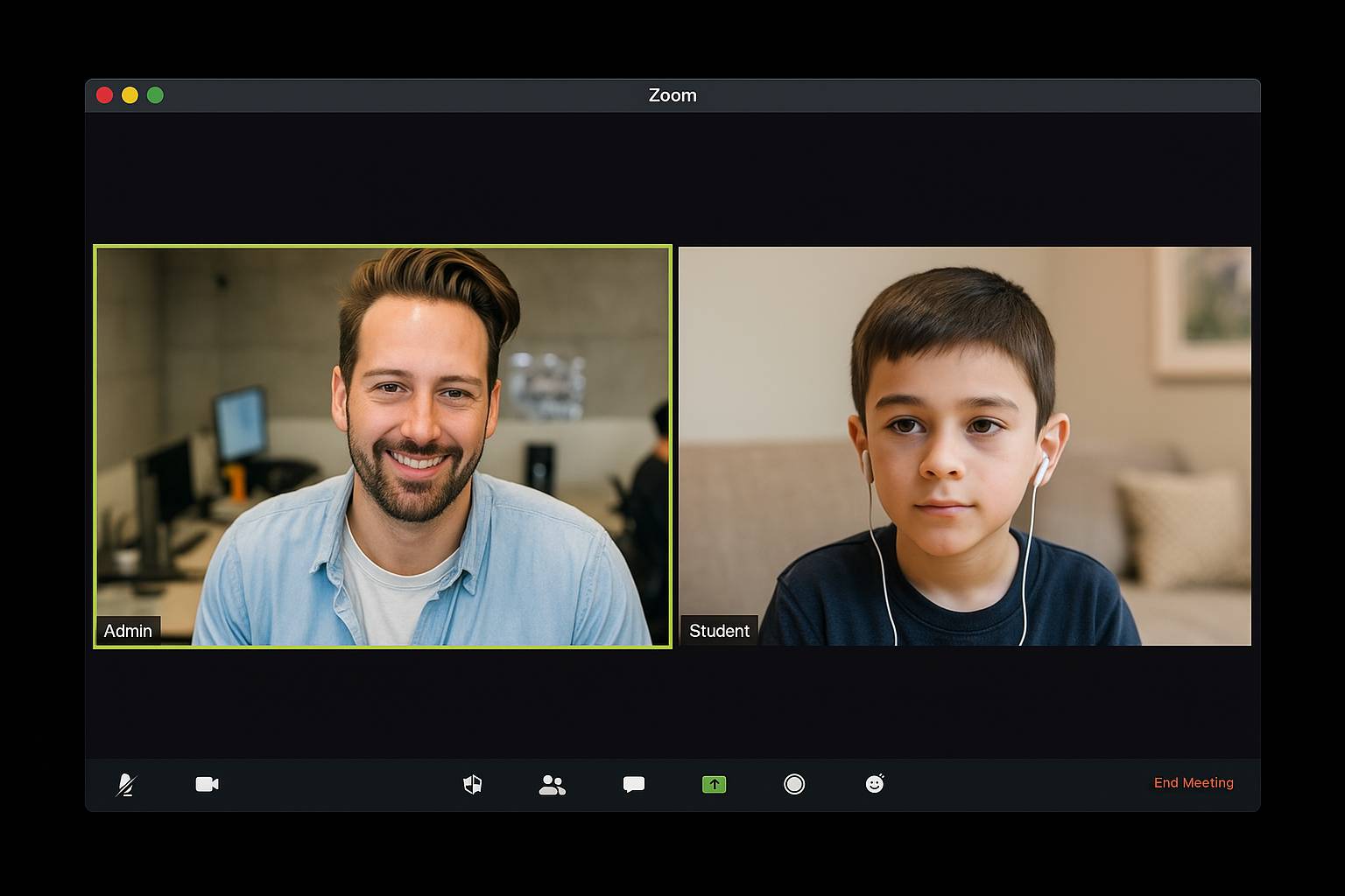 Teacher and student Zoom session